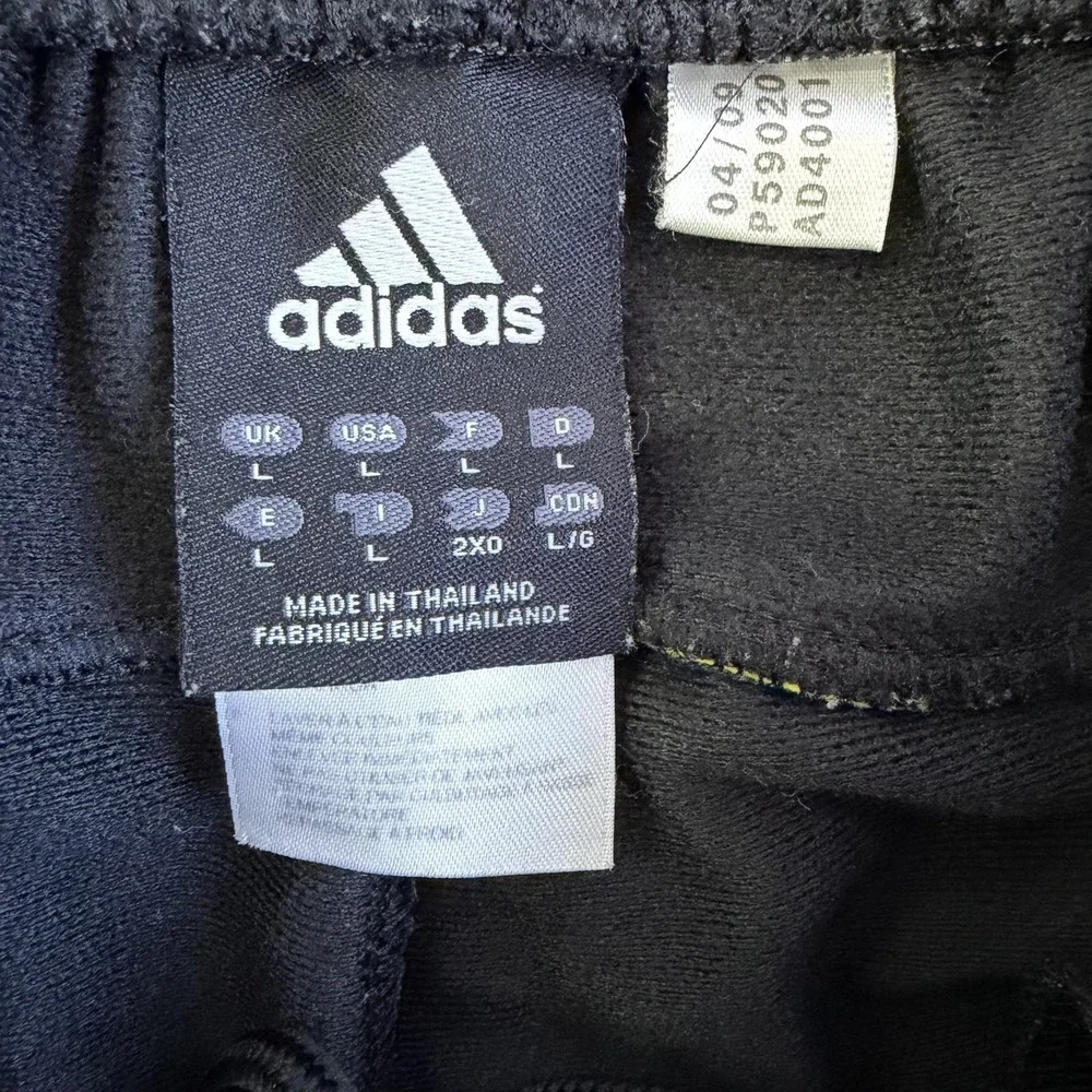 Adidas Track Pants Mens Large Black Knit Elastic Waist Side Stripe Soccer Gym